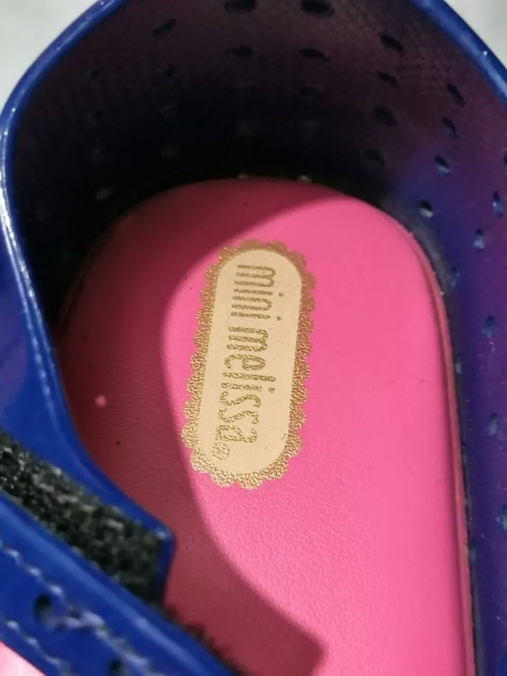 Mini Melissa Navy Blue Furadinha XL Mary Jane Flats Girls Size 11